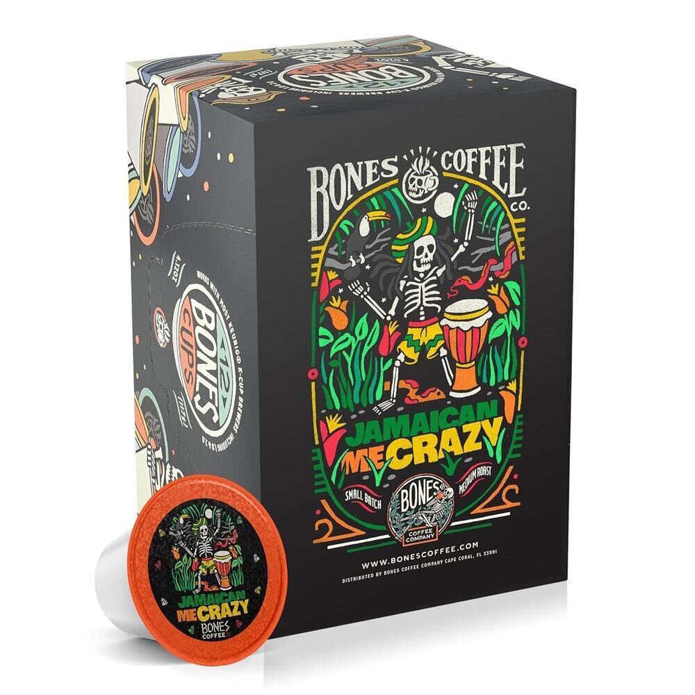 Bones Coffee Company Flavored Coffee Bones Cups Jamaican Me Crazy Pods 12ct